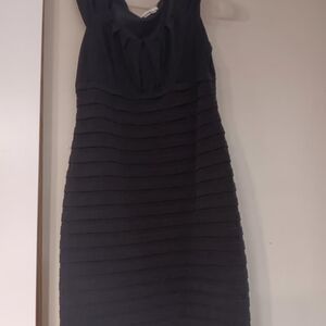 Womens jessica london black ruffled look knee length dress 10 petite